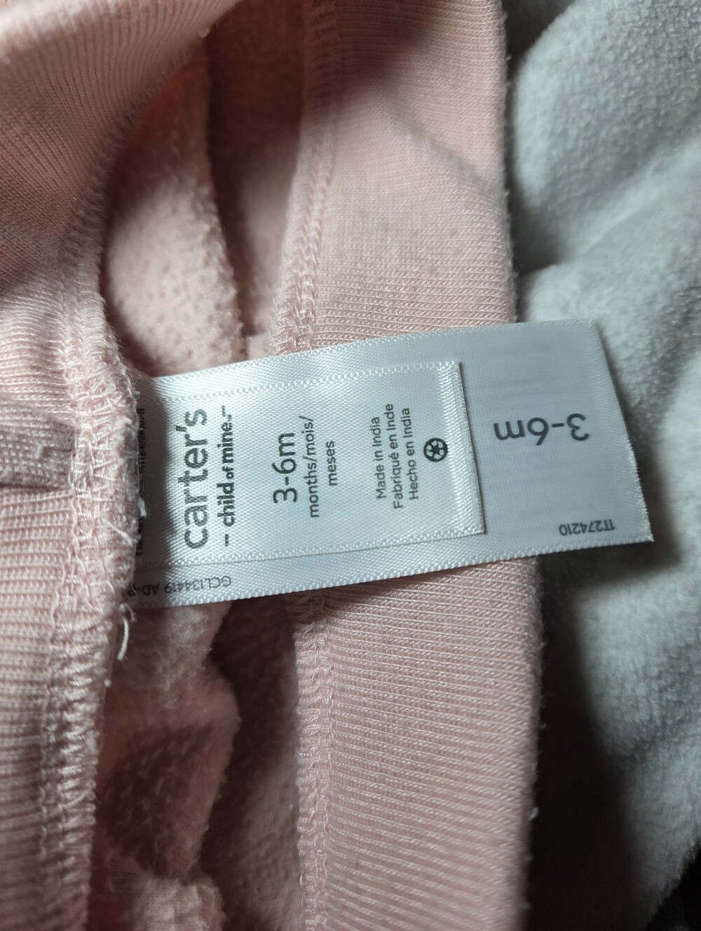 Baby 3-6m Fleece Pull-On Pants - Pink and Light Gray (2 Pair) - Picture 4 of 4